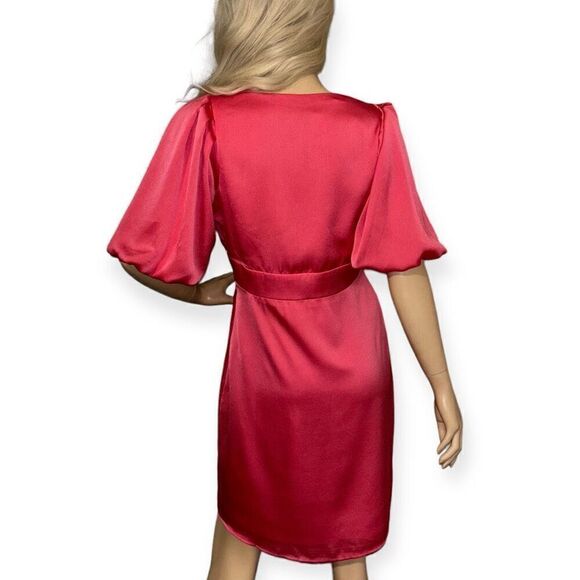 HALOGEN Puff Sleeve Satin Mini Dress in Pink Size Small - Picture 11 of 15